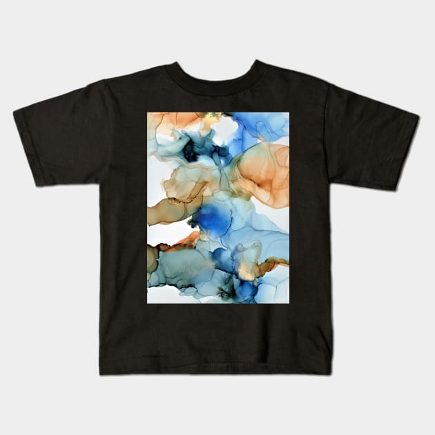 Orange and Blue Abstract Art Kids T-Shirt by MyAbstractInk